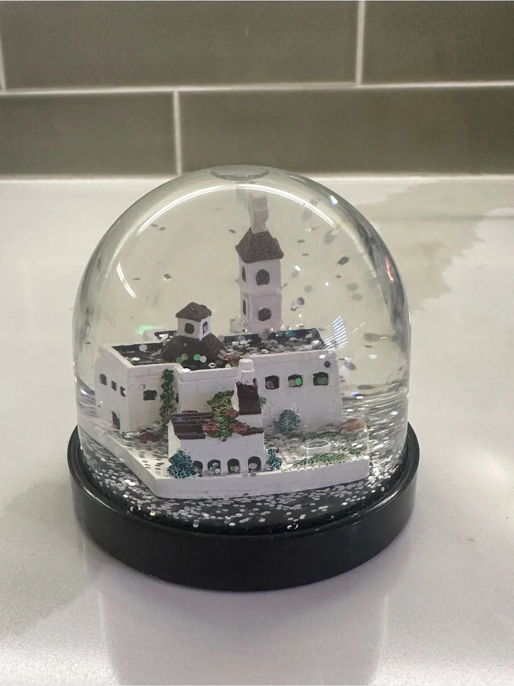 Mission San Juan Capistrano Snow Globe - White & Black